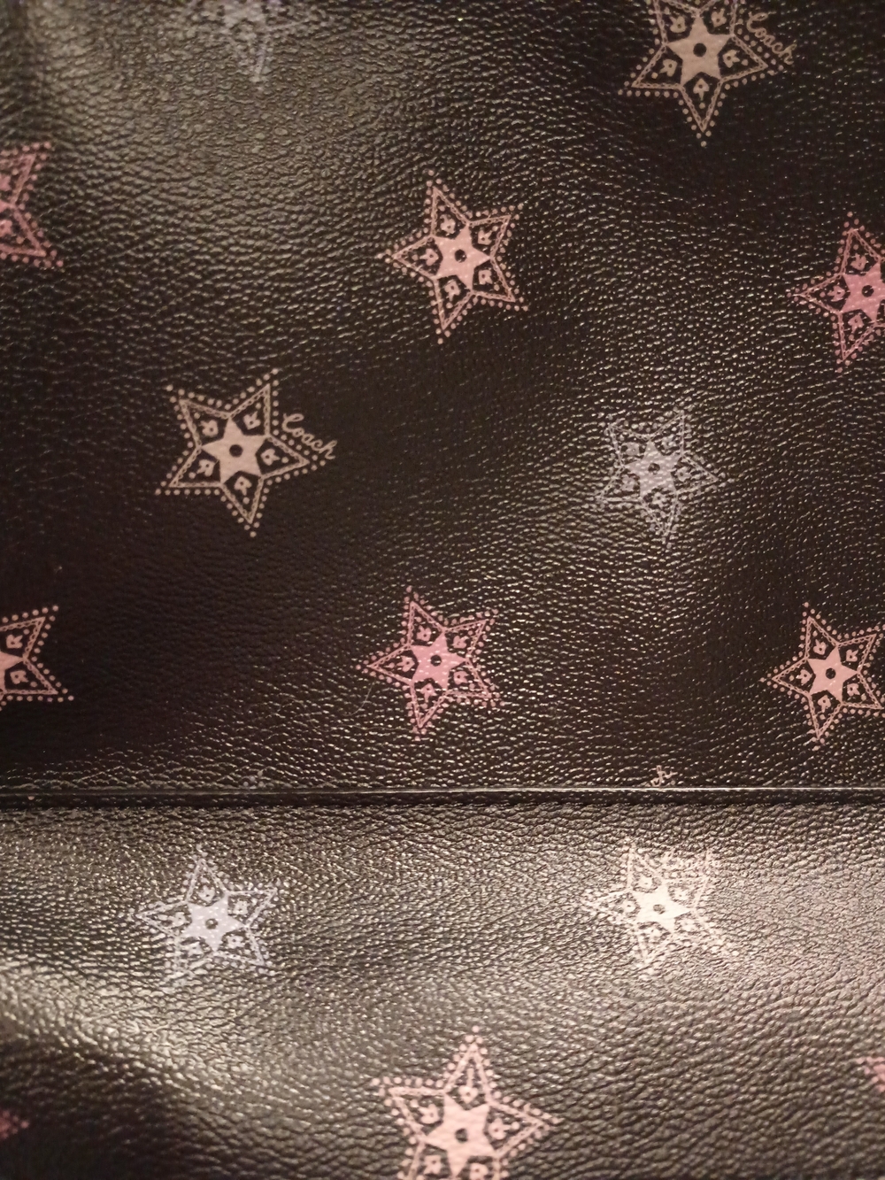 COACH Charlie Medium Leather Backpack Black Pink Metallic Star Print F30550 - Picture 4 of 11